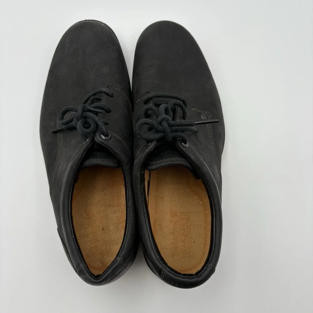 Timberland 95534 Mens 10.5M Black Leather Work Casual Oxford Scuffed Comfort